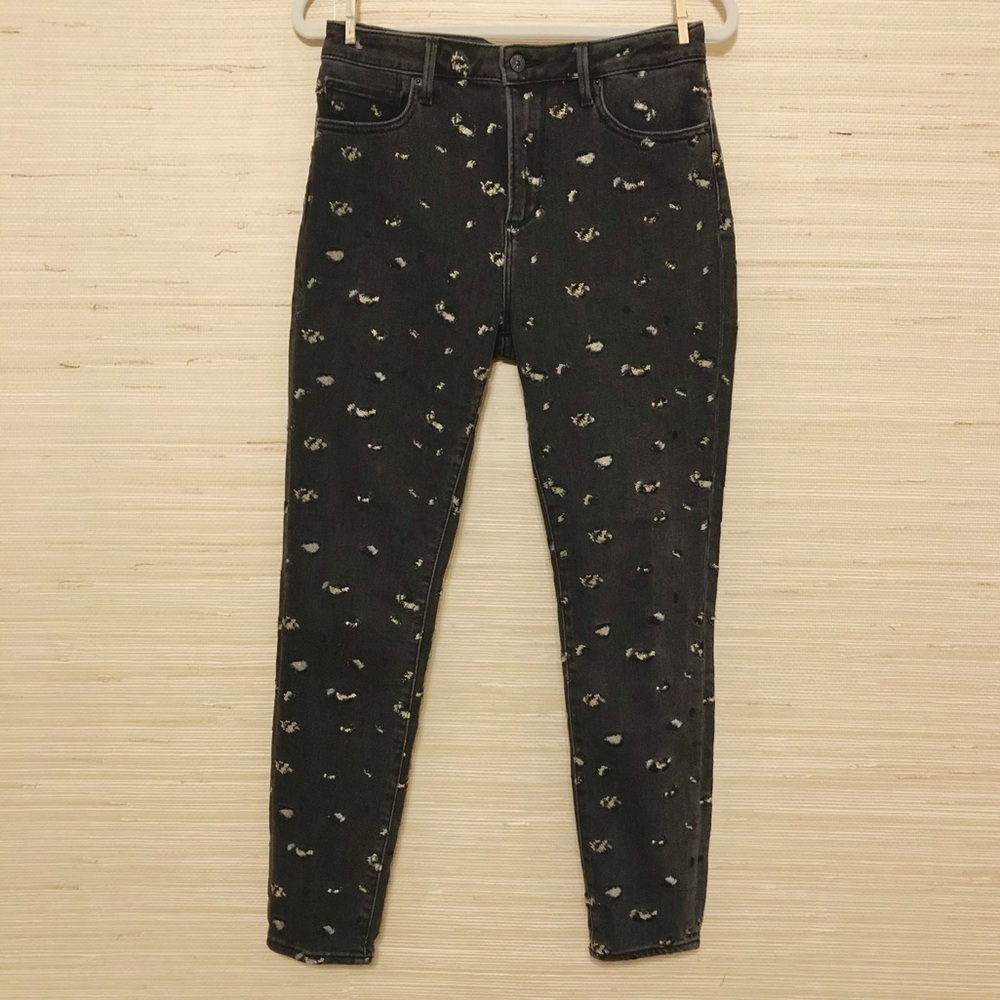 Black Driftwood All-Over Embroidered Cheetah Jackie High Waist Jeans Size 29